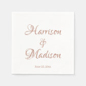 エレガントバラ金ゴールドカスタムスクリプト名結婚の日付 スタンダードカクテルナプキン (正面)