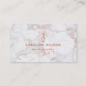 エレガントバラ金ゴールドクレフ、 音符記号オンピンク大理石 名刺 (正面)