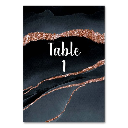 エレガントバラ金ゴールドグリッターおよびグレーアゲート テーブルナンバー (正面)