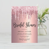 エレガントバラ金ゴールドグリッターがブライダルシャワーを起動 招待状 (スタンド正面)