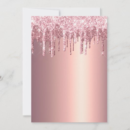 エレガントバラ金ゴールドグリッターがブライダルシャワーを起動 招待状 (裏面)