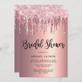 エレガントバラ金ゴールドグリッターがブライダルシャワーを起動 招待状 (正面/裏面)