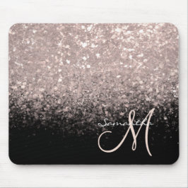 エレガントバラ金ゴールドグリッターとブラックモノグラムの マウスパッド