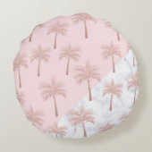 エレガントバラ金ゴールドグリッターと白い大理石パターン ラウンドクッション (裏面)