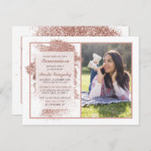 エレガントバラ金ゴールドグリッターキンセアニェラパーティー写真 インビテーションポストカード (正面/裏面)