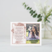 エレガントバラ金ゴールドグリッターキンセアニェラパーティー写真 インビテーションポストカード (スタンド正面)