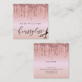 エレガントバラ金ゴールドグリッターシザースタイリスト スクエア名刺 (正面/裏面)