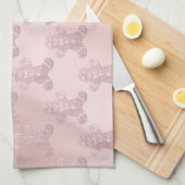 エレガントバラ金ゴールドグリッタージンジャーブレッドマンパターン キッチンタオル (四つ折り)