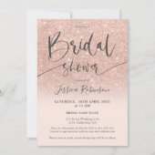 エレガントバラ金ゴールドグリッタースクリプトブライダルシャワー 招待状 (正面)