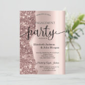 エレガントバラ金ゴールドグリッタースクリプト婚約 招待状 (スタンド正面)