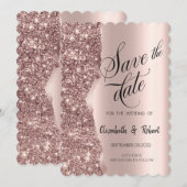 エレガントバラ金ゴールドグリッタースクリプト日付の保存 セーブザデート (正面/裏面)