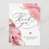 エレガントバラ金ゴールドグリッタースクリプ結婚ト サンキューカード (正面/裏面)