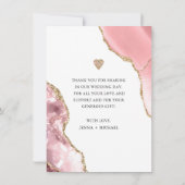 エレガントバラ金ゴールドグリッタースクリプ結婚ト サンキューカード (裏面)