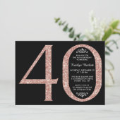 エレガントバラ金ゴールドグリッタータイポグラフィ40th誕生日 招待状 (スタンド正面)
