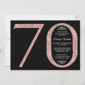 エレガントバラ金ゴールドグリッタータイポグラフィ70誕生日 招待状 (正面)
