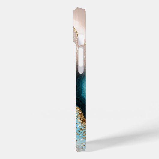 エレガントバラ金ゴールドグリッターターコイズ大理石 Case-Mate iPhoneケース (裏面 / 左)