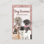 エレガントバラ金ゴールドグリッタードッググルーミングロイヤリティ 名刺 (裏面)