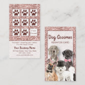 エレガントバラ金ゴールドグリッタードッググルーミングロイヤリティ 名刺 (正面/裏面)