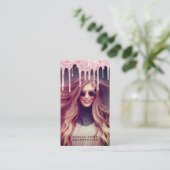 エレガントバラ金ゴールドグリッタードリップスフォトヘアスタイリスト 名刺 (スタンド正面)