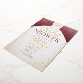 エレガントバラ金ゴールドグリッタードレスブライダルシャワー 箔招待状 (回転した状態)