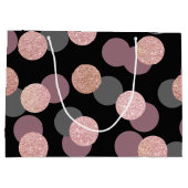 エレガントバラ金ゴールドグリッターパステルピンク紙吹雪 ラージペーパーバッグ (裏面)