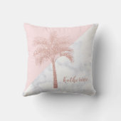 エレガントバラ金ゴールドグリッターパーム白大理石 クッション (裏面)