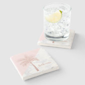 エレガントバラ金ゴールドグリッターパーム白大理石 ストーンコースター (横)