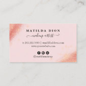 エレガントバラ金ゴールドグリッターピンク化粧 名刺 (裏面)