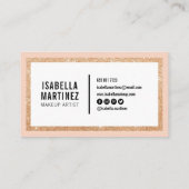 エレガントバラ金ゴールドグリッターピンク白色ブロック 名刺 (裏面)