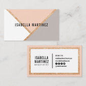 エレガントバラ金ゴールドグリッターピンク白色ブロック 名刺 (正面/裏面)