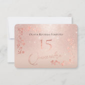 エレガントバラ金ゴールドグリッターフォイルフローラキンセアニェラ 出欠カード (正面)