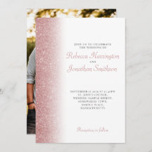 エレガントバラ金ゴールドグリッターフォト結婚式招待状