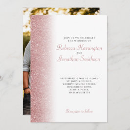 エレガントバラ金ゴールドグリッターフォト結婚式招待状 招待状