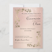 エレガントバラ金ゴールドグリッターフローラフォトキンセアニェラ 招待状 (裏面)