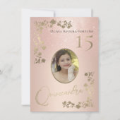 エレガントバラ金ゴールドグリッターフローラフォトキンセアニェラ 招待状 (正面)