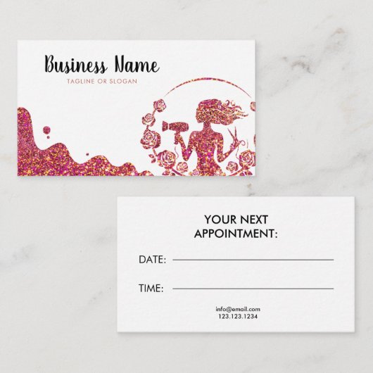 エレガントバラ金ゴールドグリッターフローラ美容師 予約カード (正面/裏面)