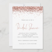 エレガントバラ金ゴールドグリッターブライダルシャワーホワイト 招待状 (正面)