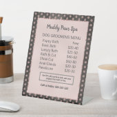 エレガントバラ金ゴールドグリッターポーズドッググルーミングメニュー 台座サイン (インサイチュ)