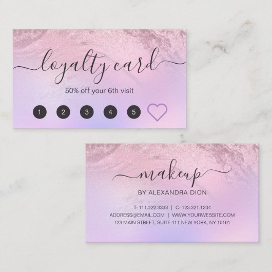 エレガントバラ金ゴールドグリッターマーブルメーキャップ ロイヤリティカード (正面/裏面)