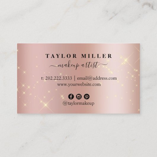 エレガントバラ金ゴールドグリッターメイクアップ&ヘアメタリック 名刺 (裏面)