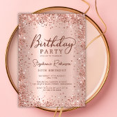 エレガントバラ金ゴールドグリッターメタル30th誕生日 招待状