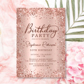 エレガントバラ金ゴールドグリッターメタル50番目の誕生日 招待状