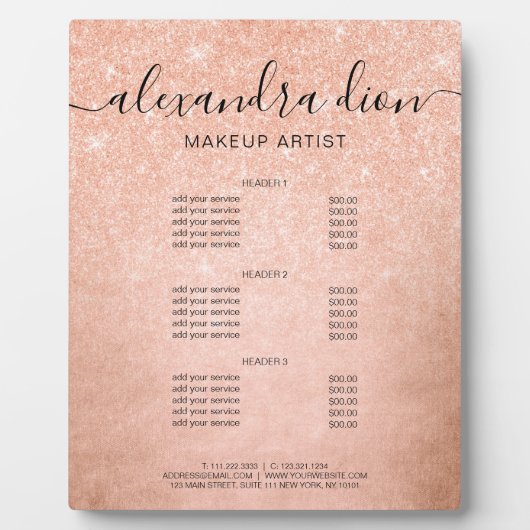 エレガントバラ金ゴールドグリッターメークアップアーティストサービス フォトプラーク (正面)