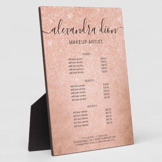 エレガントバラ金ゴールドグリッターメークアップアーティストサービス フォトプラーク (側面)