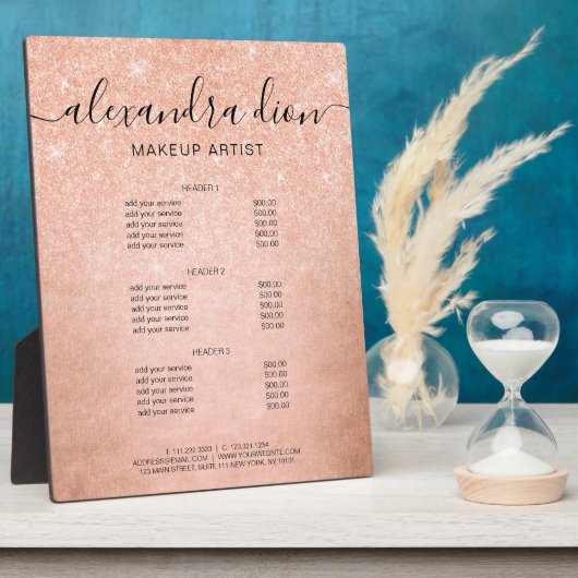 エレガントバラ金ゴールドグリッターメークアップアーティストサービス フォトプラーク (側面)