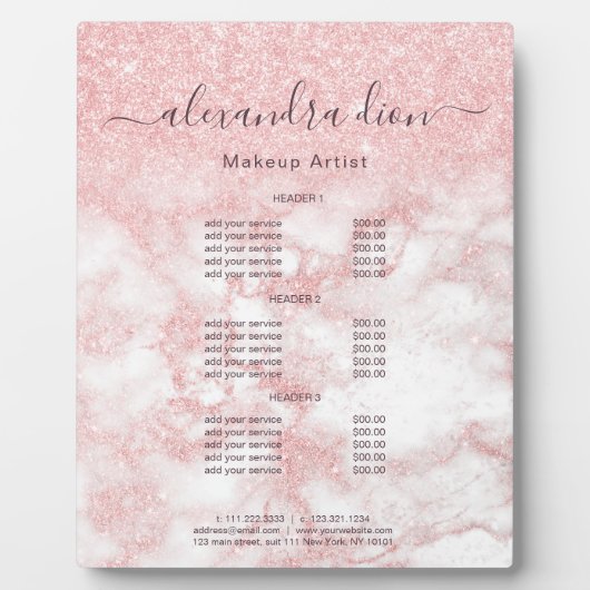 エレガントバラ金ゴールドグリッターメークアップアーティストサービス フォトプラーク (正面)