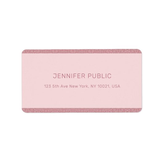 エレガントバラ金ゴールドグリッターモダンテンプレートトレンディー ラベル (正面)