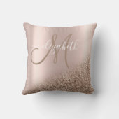 エレガントバラ金ゴールドグリッターモノグラグラデーションム クッション (裏面)