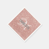 エレガントバラ金ゴールドグリッターモノグラム名 スタンダードカクテルナプキン (角)