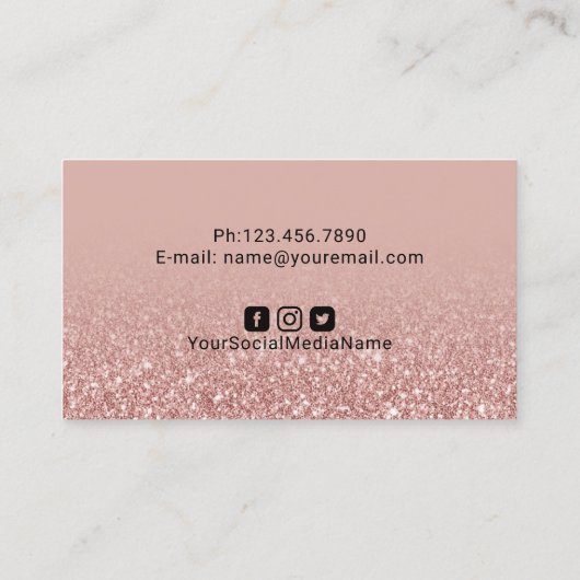 エレガントバラ金ゴールドグリッターモノグラム美しいサロン 名刺 (裏面)